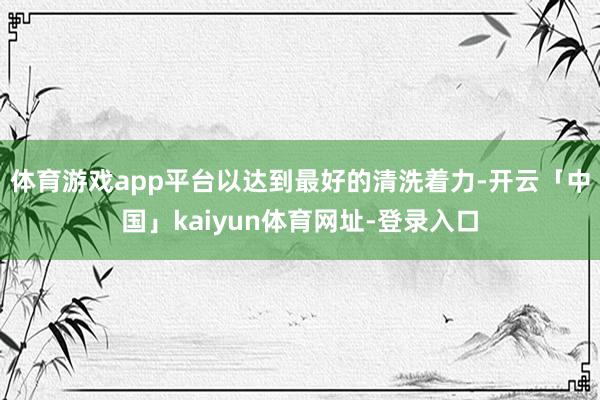 体育游戏app平台以达到最好的清洗着力-开云「中国」kaiyun体育网址-登录入口